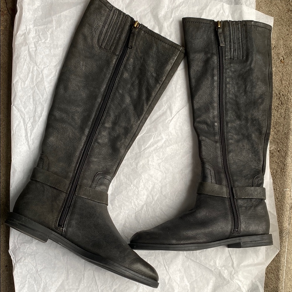Franco Sarto Women's Black Leather Knee-High Boots size 6